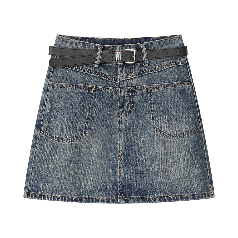 Sexy Damen Jeans Minirock | Figurbetonter Denim Wickelrock