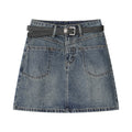 Sexy Damen Jeans Minirock | Figurbetonter Denim Wickelrock