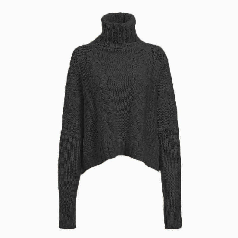 Damen Zopfmuster Rollkragenpullover | Kurzer Winterlook