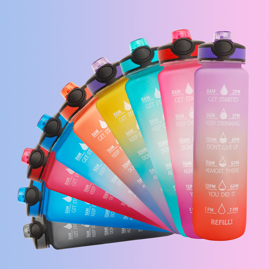1L Tritan Trinkflasche mit Zeitmarkierung – Motivationsflasche