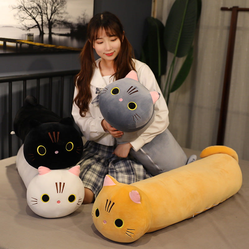 Long Cat Plush Pillow | Soft Cartoon Stuffed Animal