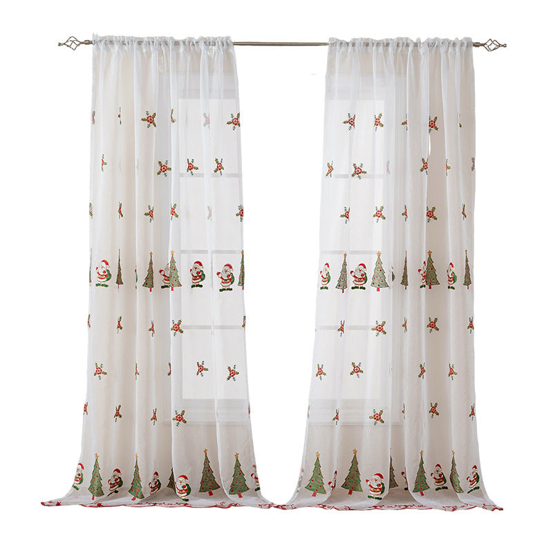 Christmas Curtain Embroidery | Festive Elegant Fir Tree
