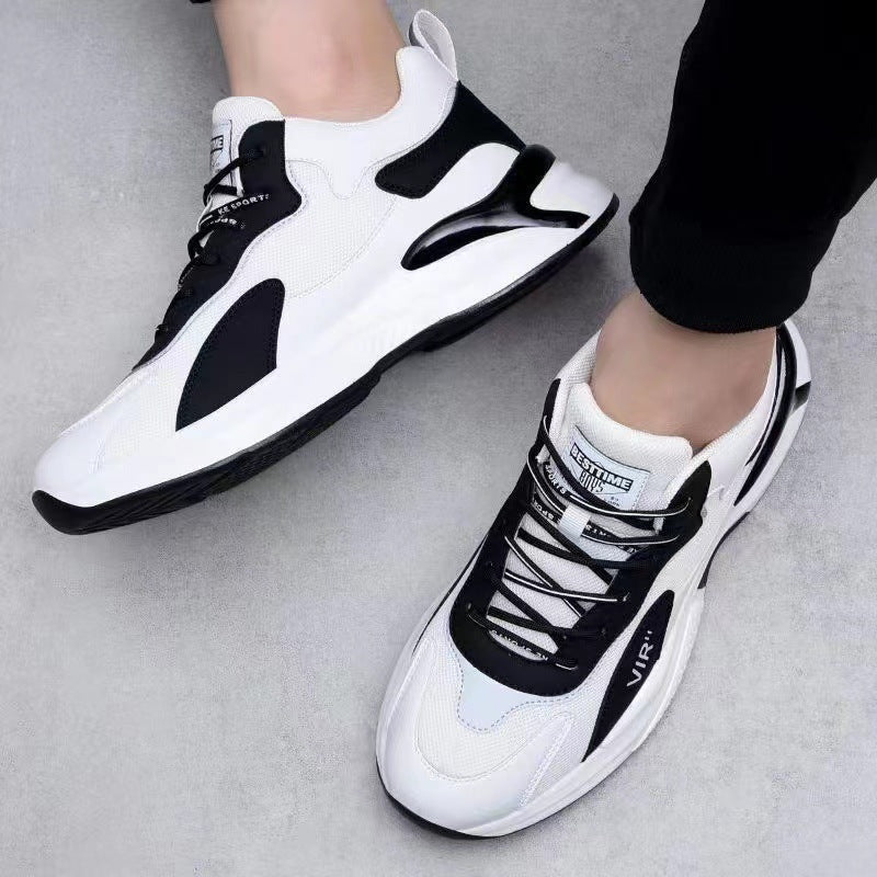 Herren Schwarz Weiß Sneaker Leicht Atmungsaktiv Freizeit Schuhe
