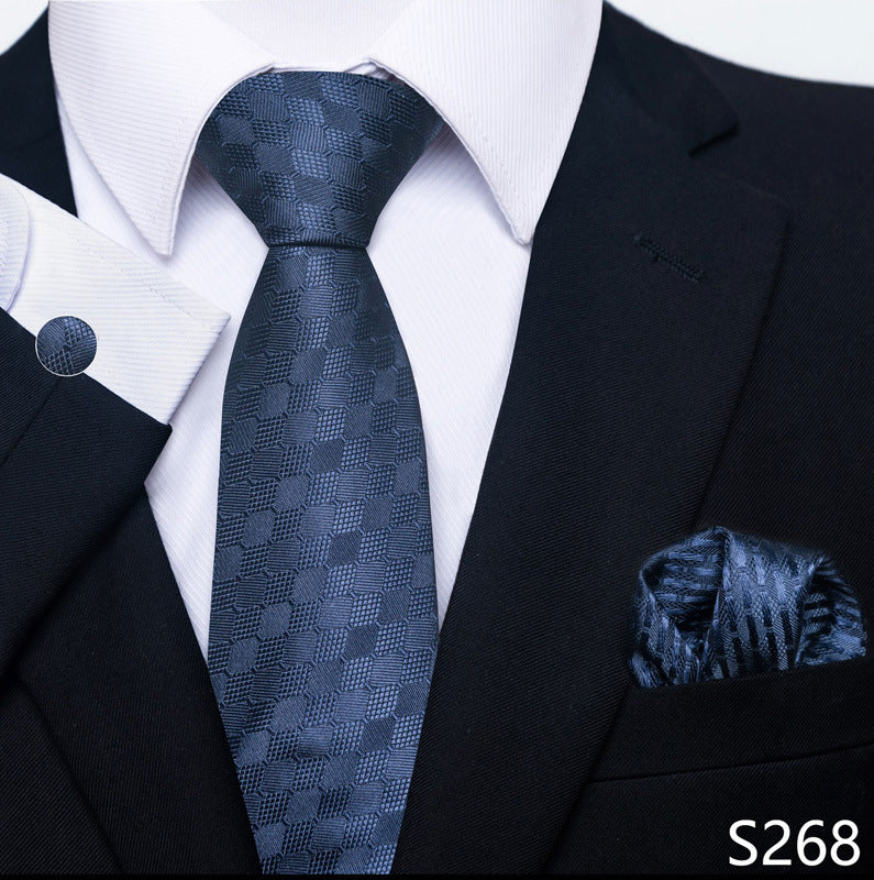 Men's Tie Set Business Scarf Cufflinks Elegant
