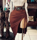 High-Waist Plisseerock mit Schlitz – Figurformender Damen Rock mit Bindeband
