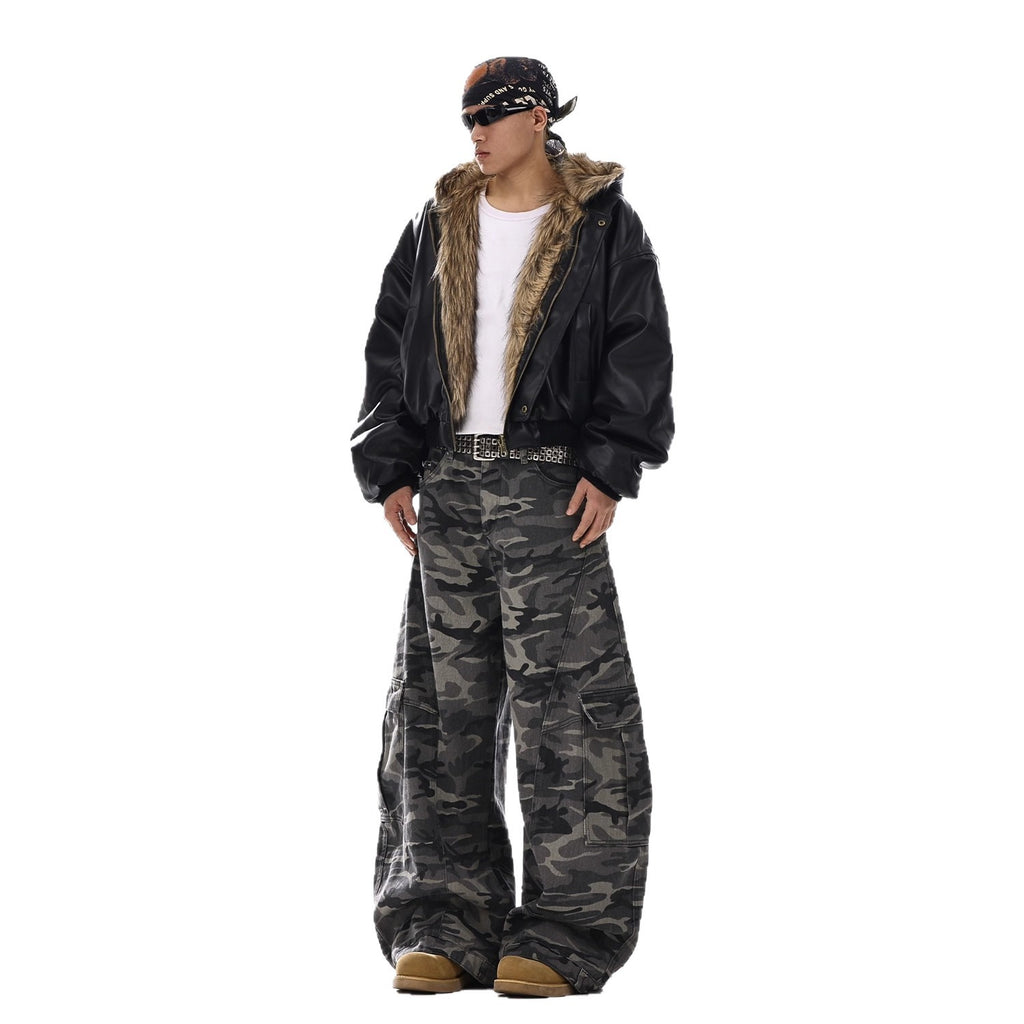 Men's Vintage Camouflage Jeans – American Style Denim Trousers