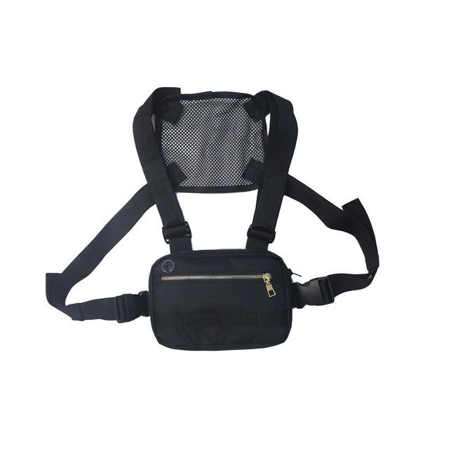 Women's Streetwear Chest Bag | Black Modern Chest Rig Bag
