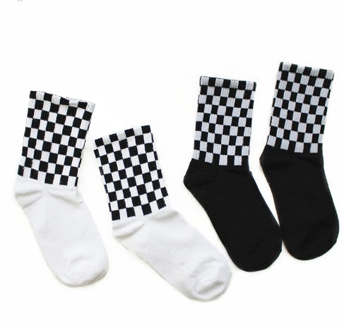 Men's Cotton Socks Houndstooth | Classic Plaid Black White