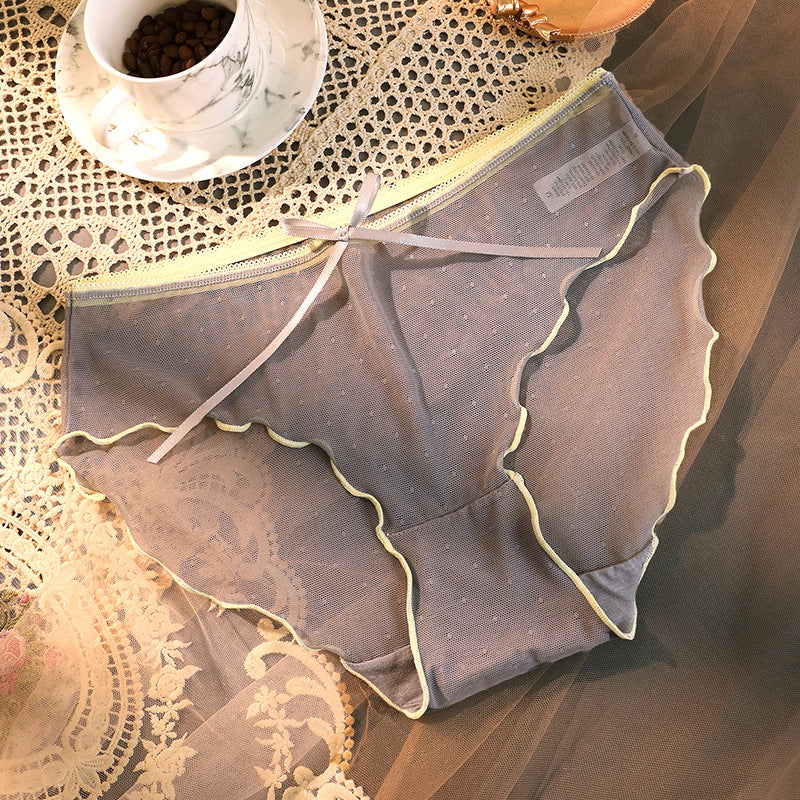 Women's Transparent Briefs with Lace & Bow – Elegant, playful & sexy