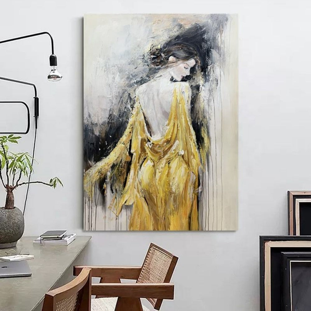 Oil painting woman modern | Hand-painted canvas elegant wall art