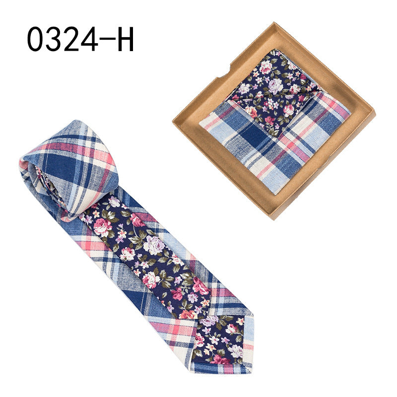 Herren Krawatte floral Baumwolle Einstecktuch elegant modern