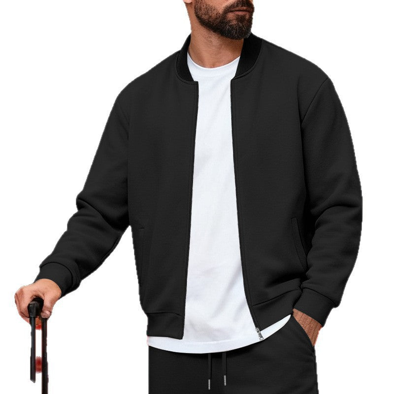 Men's Sport Casual Jacket with Stand-up Collar – Full-Zip Long Sleeve Jacket