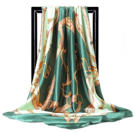 Women's Scarf Chain Design Silk Foulard Bag Accessory