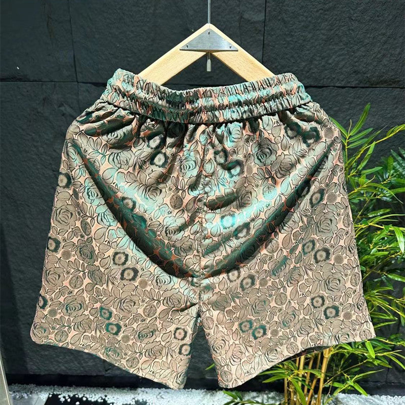 Men's Ice Silk Shorts Ethnic Style – Lightweight Summer Casual Shorts