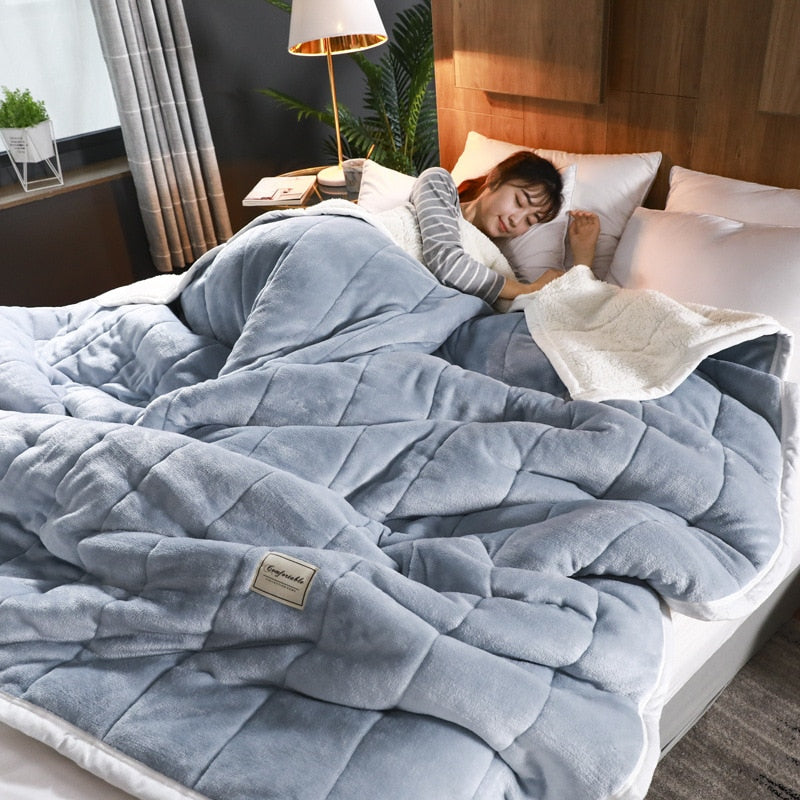 Fleece Decke Luxus | dick warm weich Winter Sofa Bett