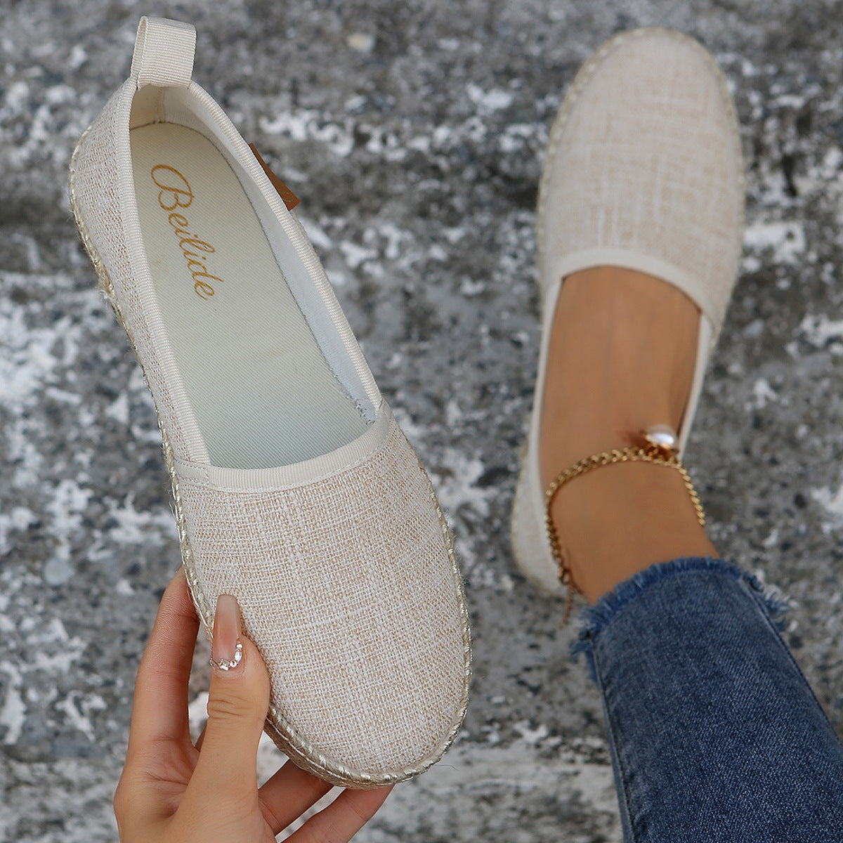 Women's Espadrilles Comfortable | Fabric Slip-On Rope Sole Casual