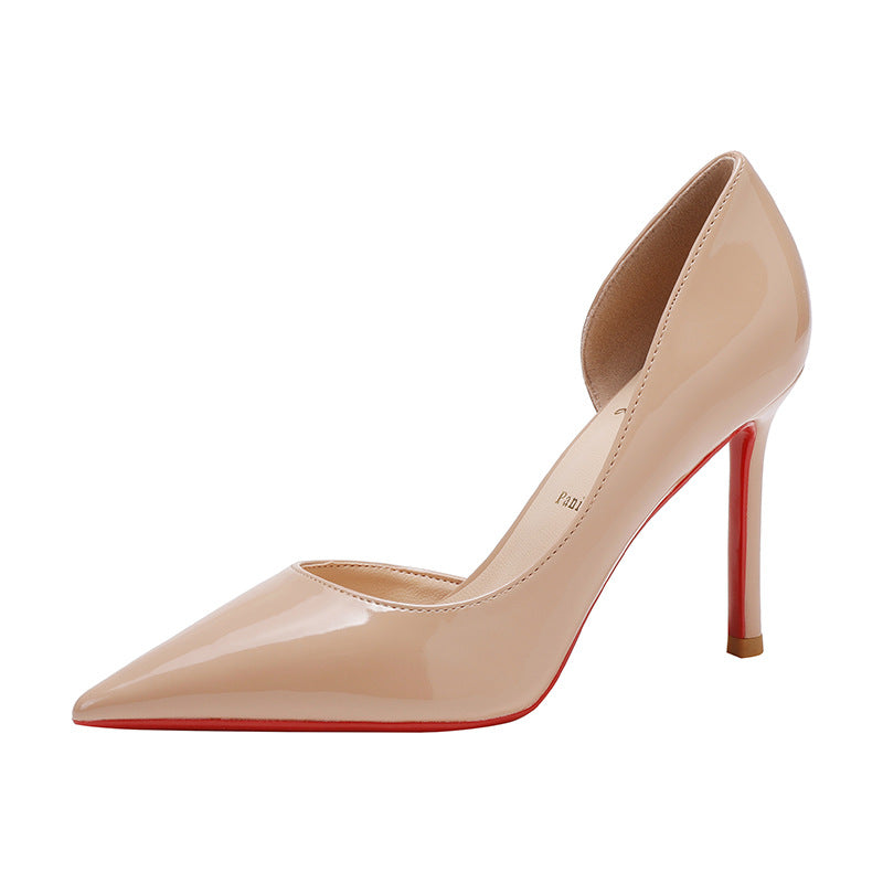 Nude Women's High Heels | Elegant Pumps with Side Cut-Out