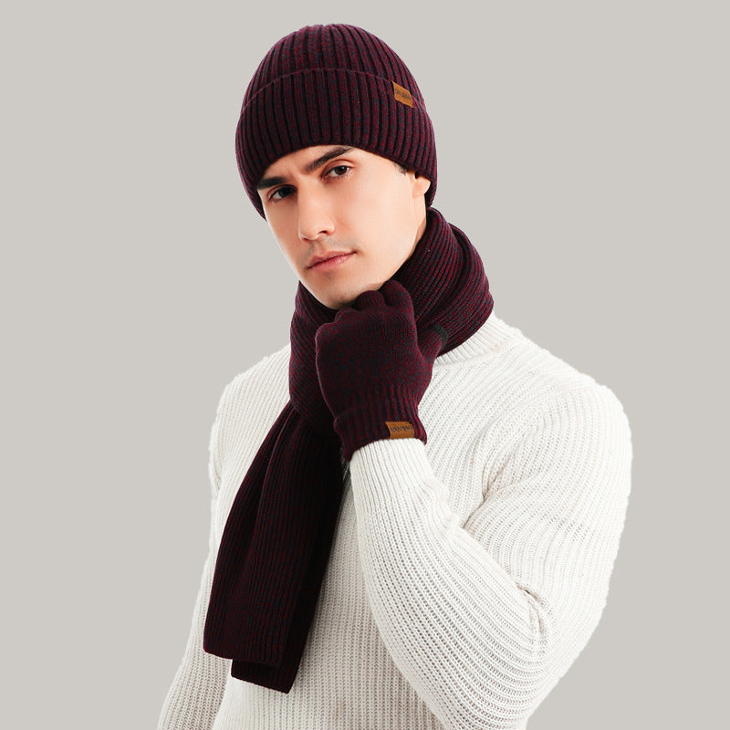 Men's Winter Set Beanie Scarf Gloves Thermal Warm Elegant