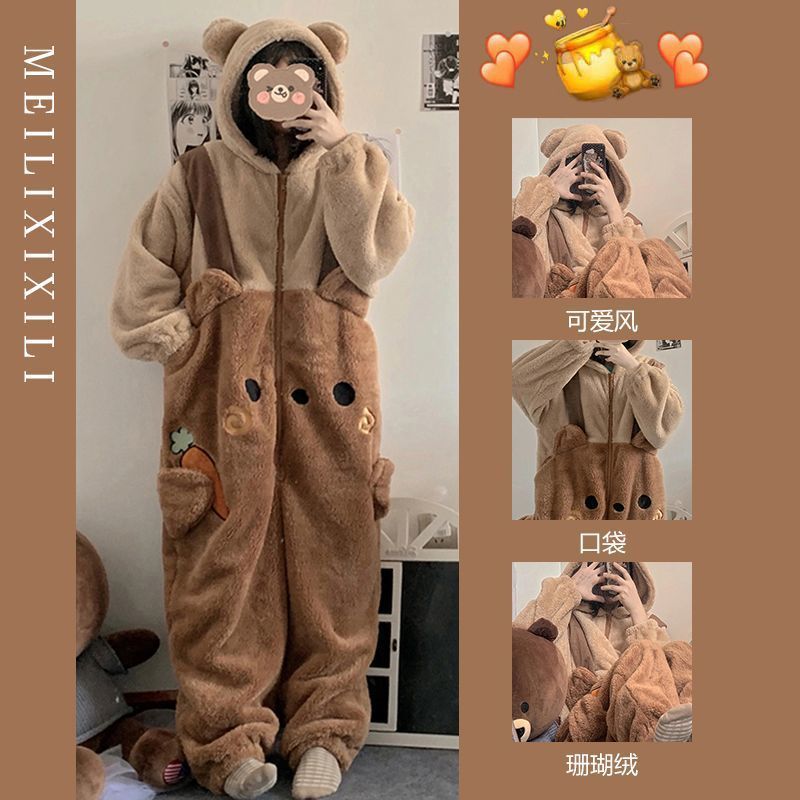 Women's Teddy Pajama Onesie | Warm Fleece Jumpsuit Winter