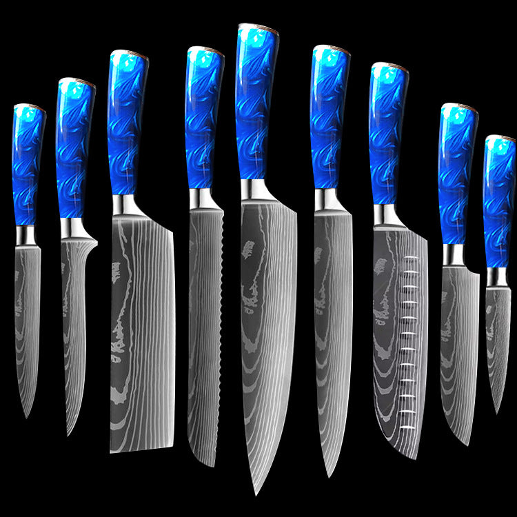 Chef Knife 8 Inch | Kitchen Knife Blue Resin Handle Stainless Steel