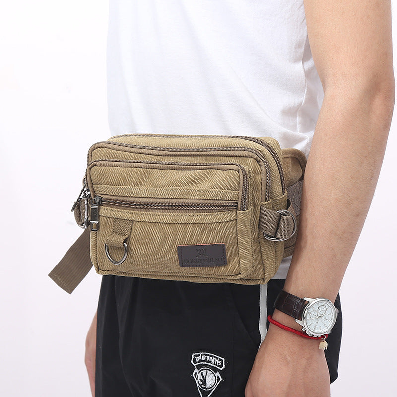 Men's Canvas Fanny Pack | 4-Pocket Outdoor Waist Bag
