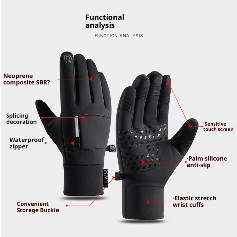 Men's Cycling Gloves Fleece warm robust non-slip outdoor