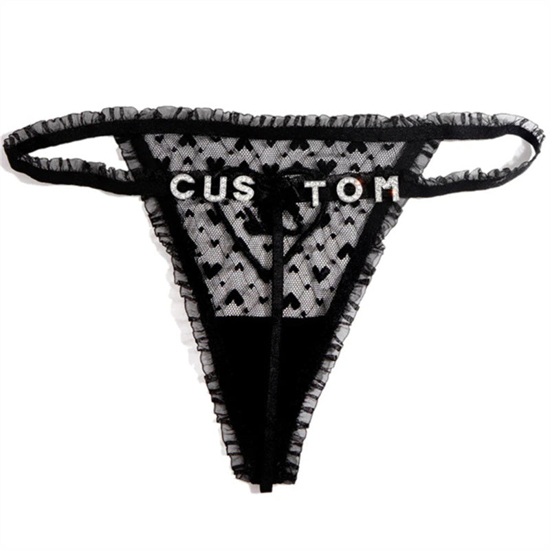 Sexy Lace Thong with Rhinestones | Transparent Mesh Thong