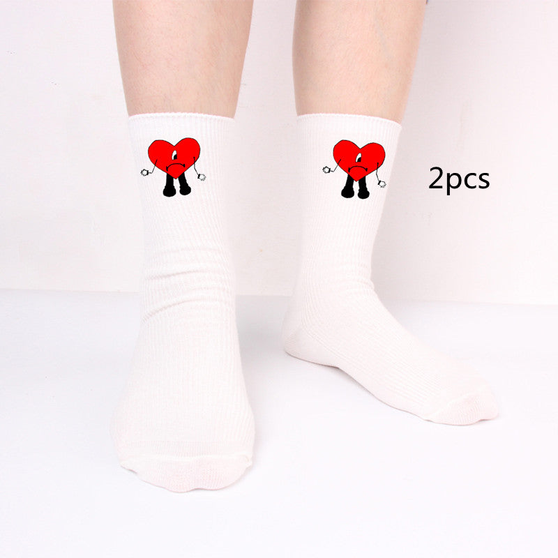 Unisex Rabbit Baumwollsocken Lang – Schwarz Weiß Trend Socken