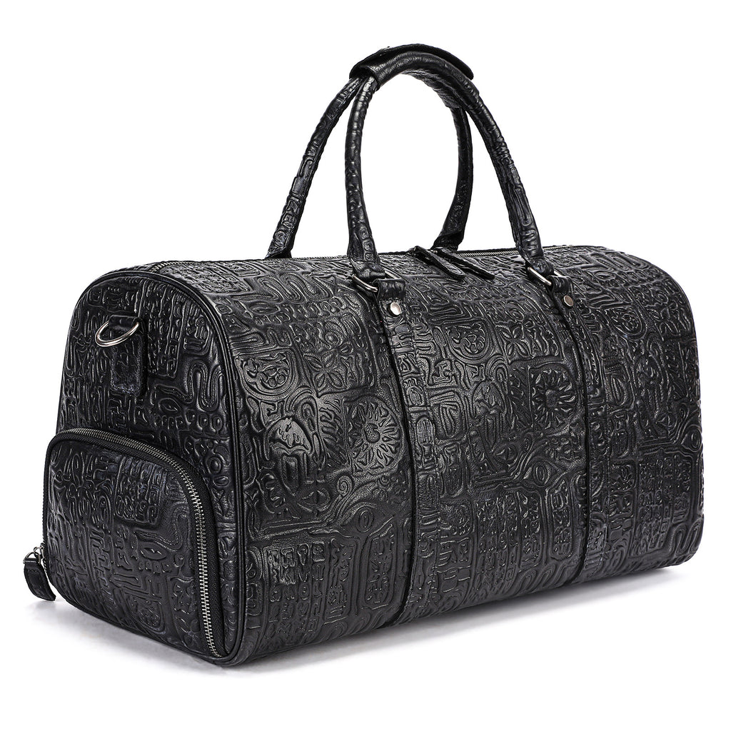 Men's Genuine Leather Retro Embossed Handbag – Elegant Vintage Shoulder Bag