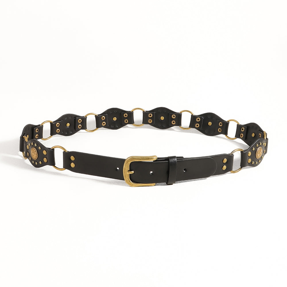 Vintage Belt Unisex | Studded Metal Buckle Punk Style