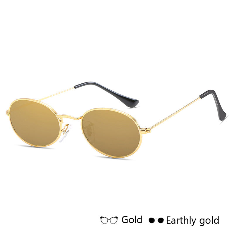 Luxus Damen Sonnenbrille Oval | Retro Metall UV400 Schwarz