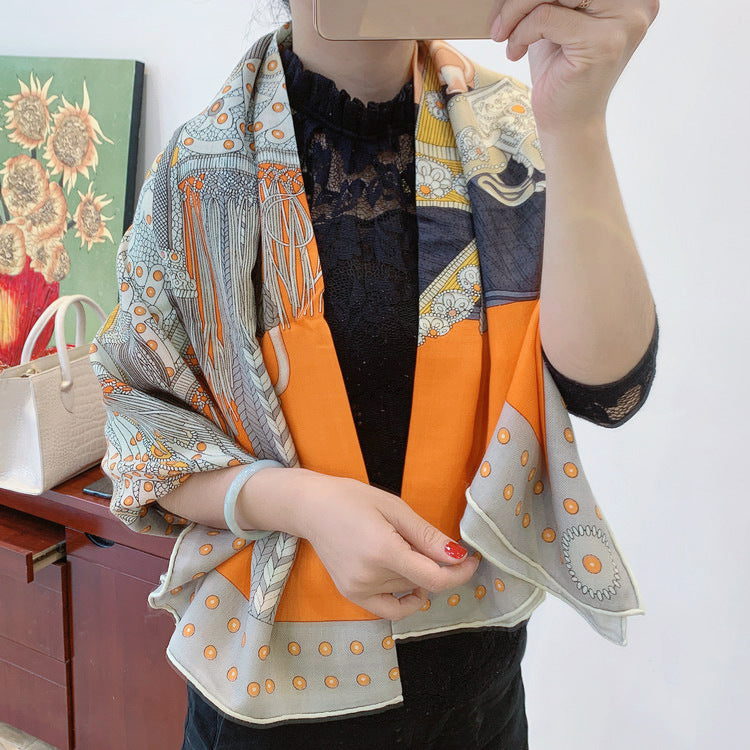 Vintage Seide Kaschmir Schal Damen | Elegante Print Stola