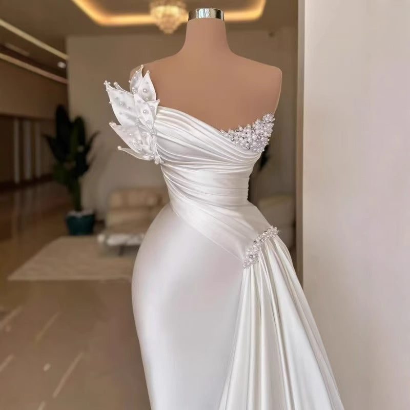 Elegant White Satin Wedding Dress | Lightweight Bridal Gown