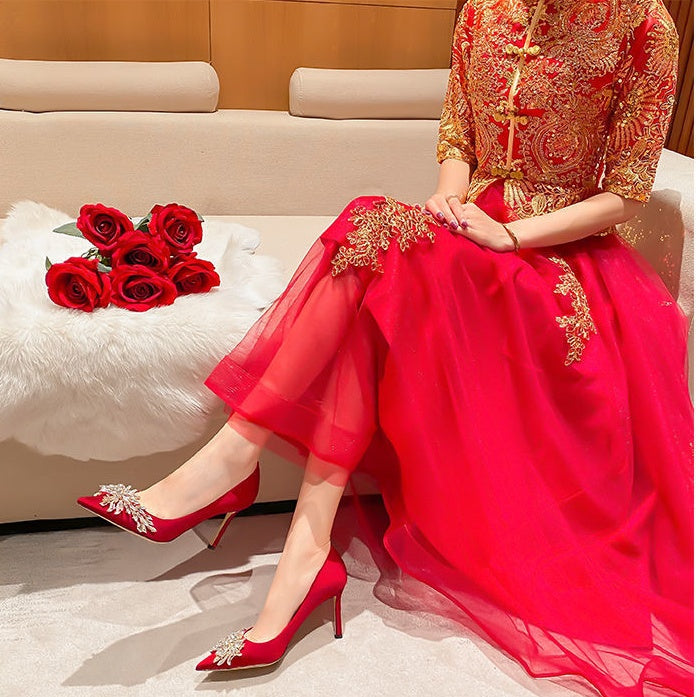 Red Bridal High Heels for Women | Elegant Wedding Shoes Sexy