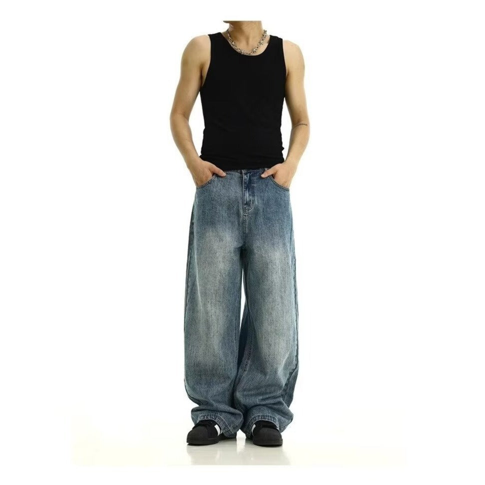 Men's Vintage Blue Jeans – Street Style Washed Denim Pants