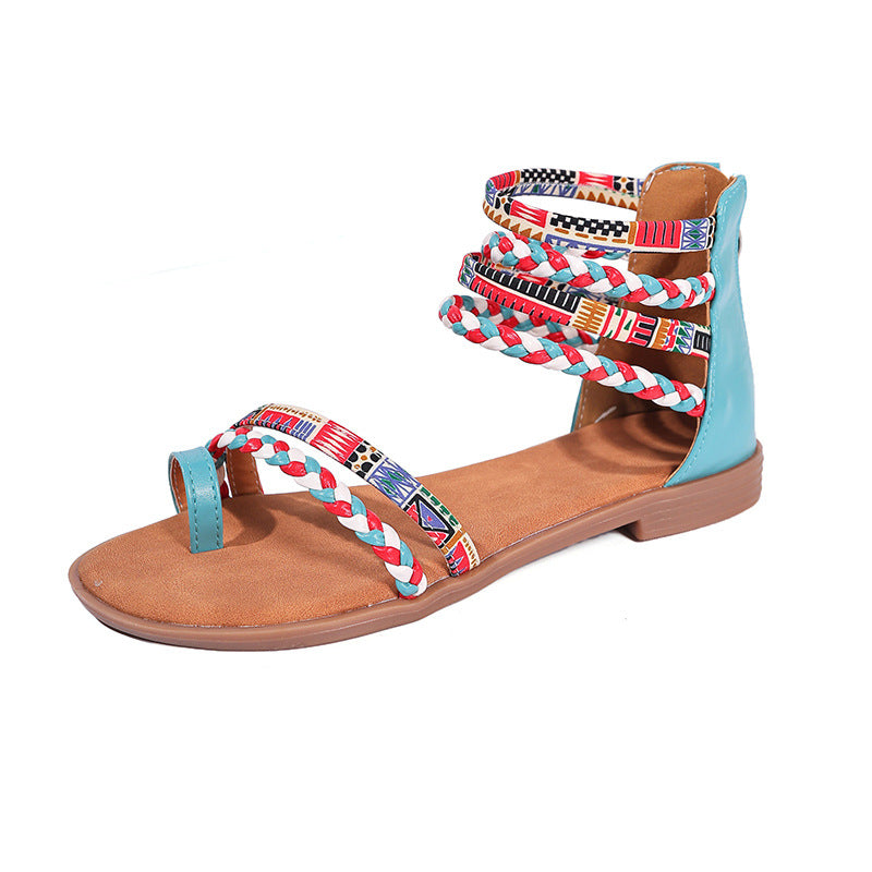 Women's Boho Sandals Ethnic Flat Colorful Summer Beach Shoes | Style