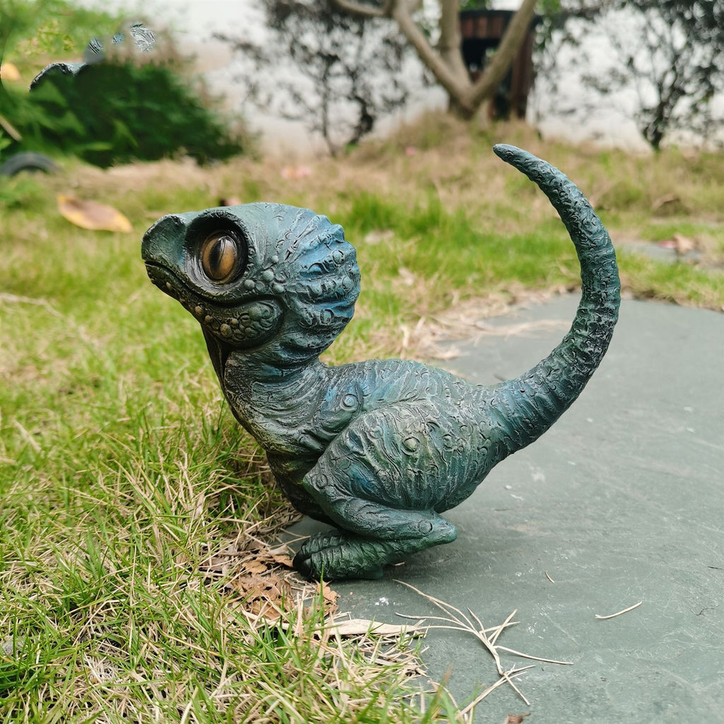 Niedliche Dinosaurier Gartenfigur – Realistische Velociraptor Resin Deko