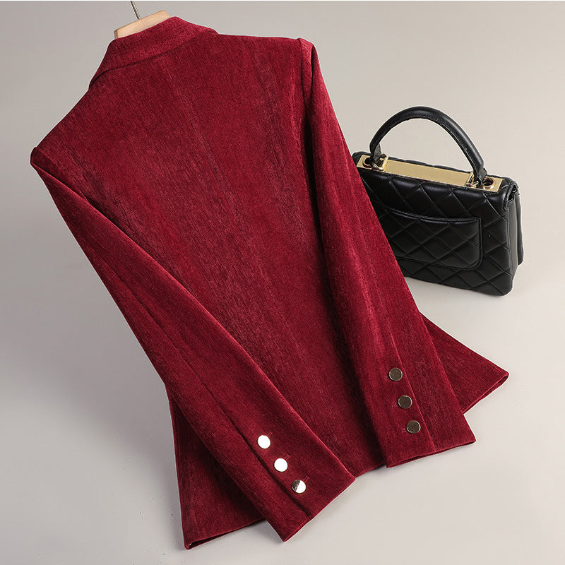 Damen Samt Blazer Slim Fit – Eleganter Gold Velvet Business Look