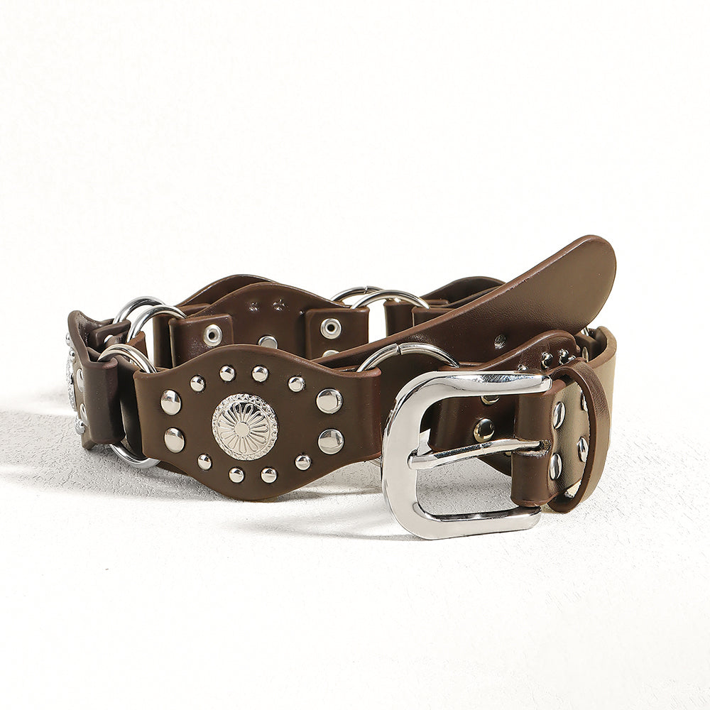 Vintage Belt Unisex | Studded Metal Buckle Punk Style