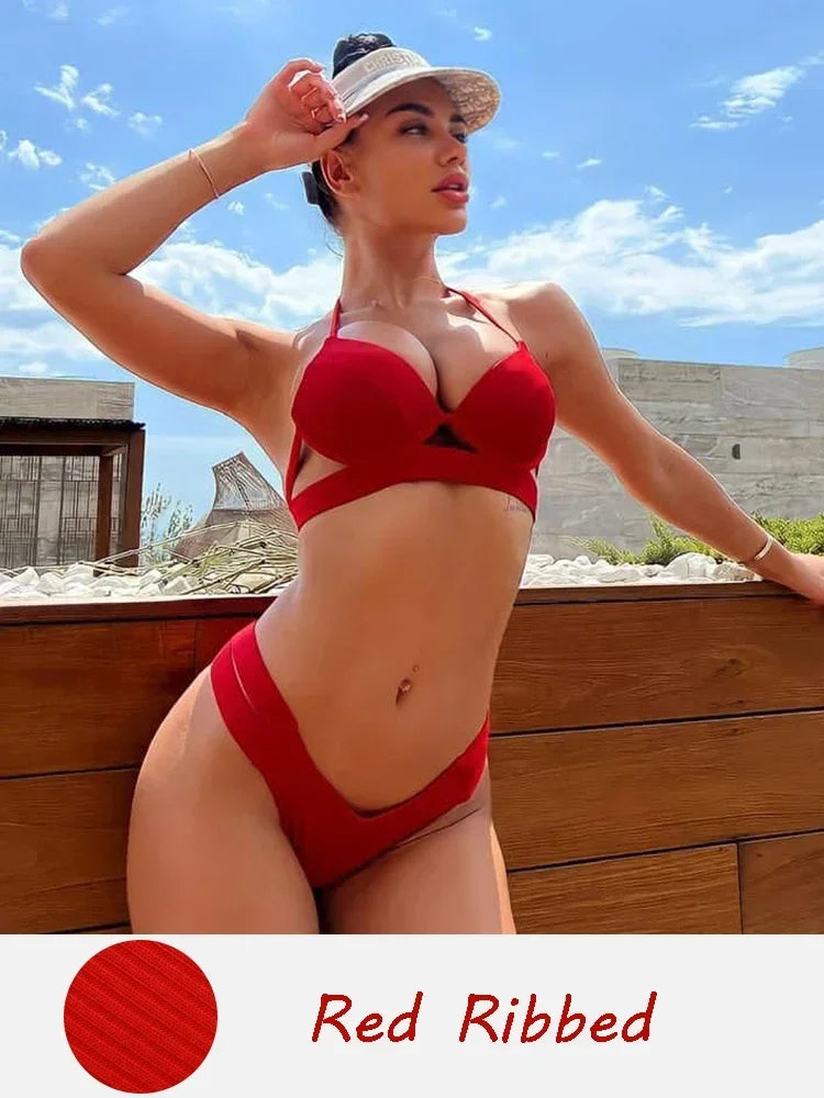 Women's Backless Bikini Set - Figure-Hugging Sexy Swimwear