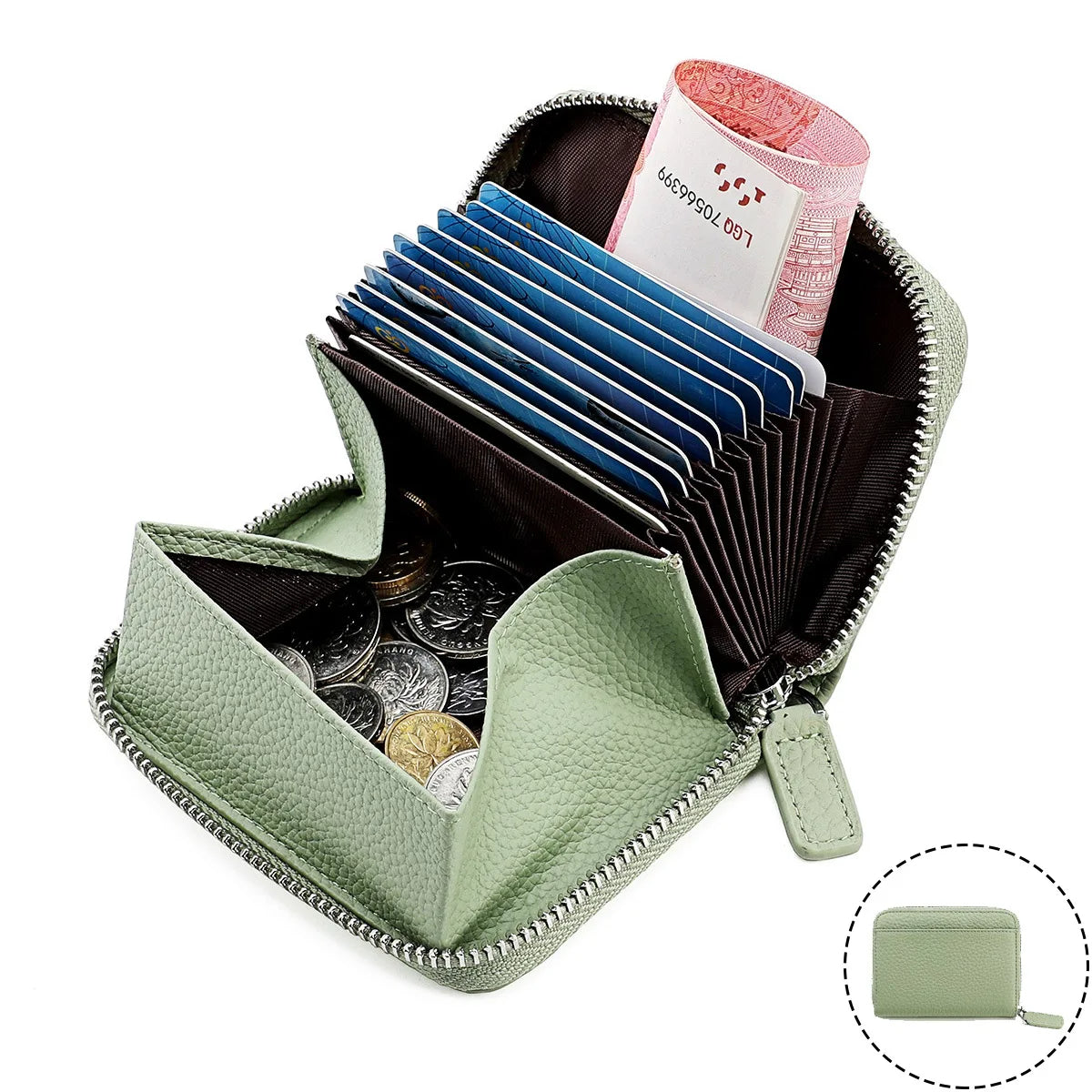 RFID Leather Card Holder - Small Wallet with Coin Pocket Unisex