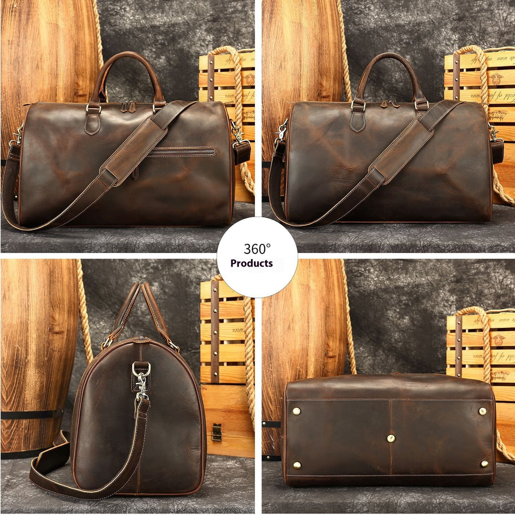 Vintage Leather Shoulder Bag Large Travel Bag | Crossbody Stylish