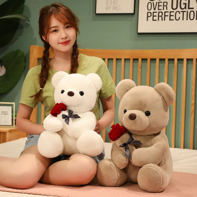 Teddy Bear with Roses | Plush Gift Valentine's Day Cushion