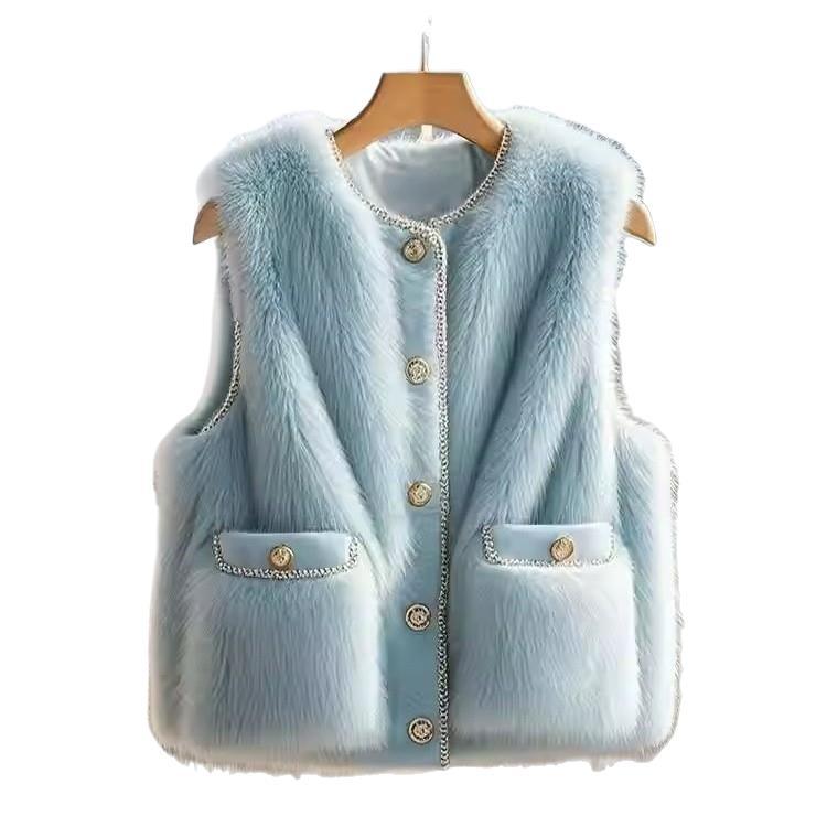 Damen Lammwollweste Blau – Klassisch, Warm & Elegant