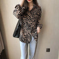 Women's Retro Striped Blouse – Loose Fit, Long Sleeve & Timeless