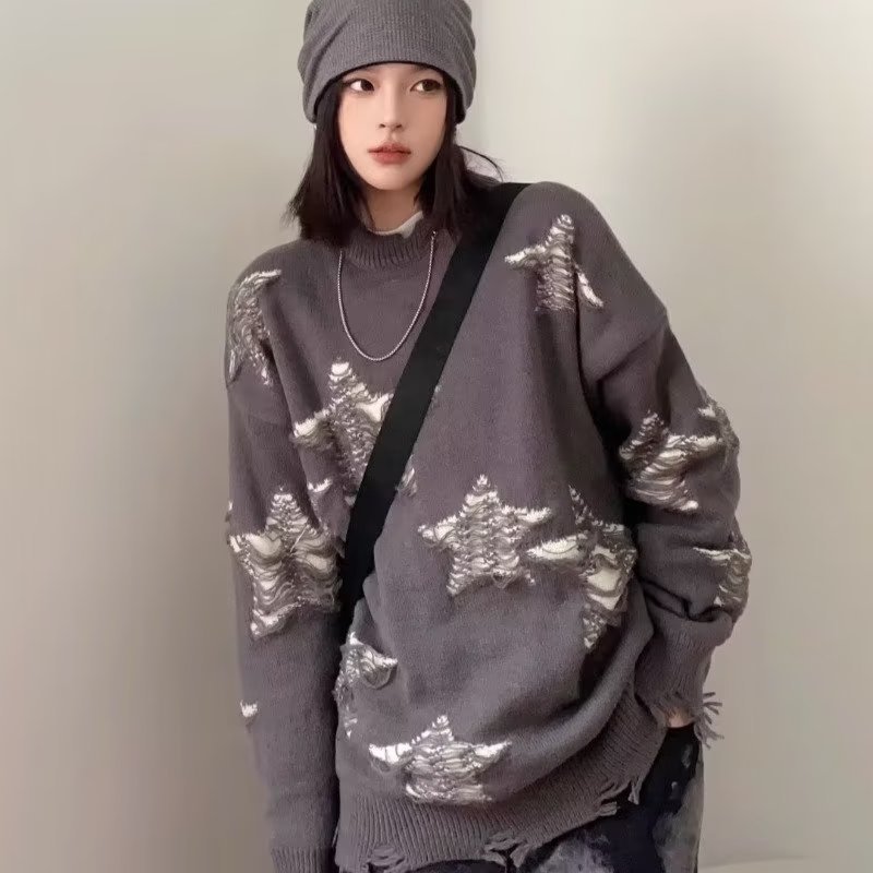Women's Knitted Jumper 2-in-1 Look – Retro Preppy Style Elegant