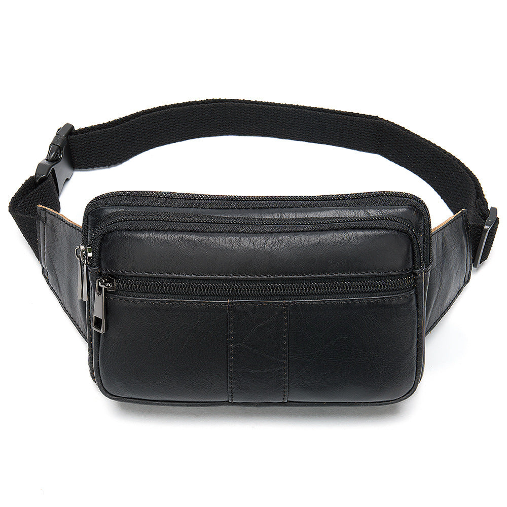 Men's Leather Crossbody Bag | Cowhide Waist Pack Outdoor