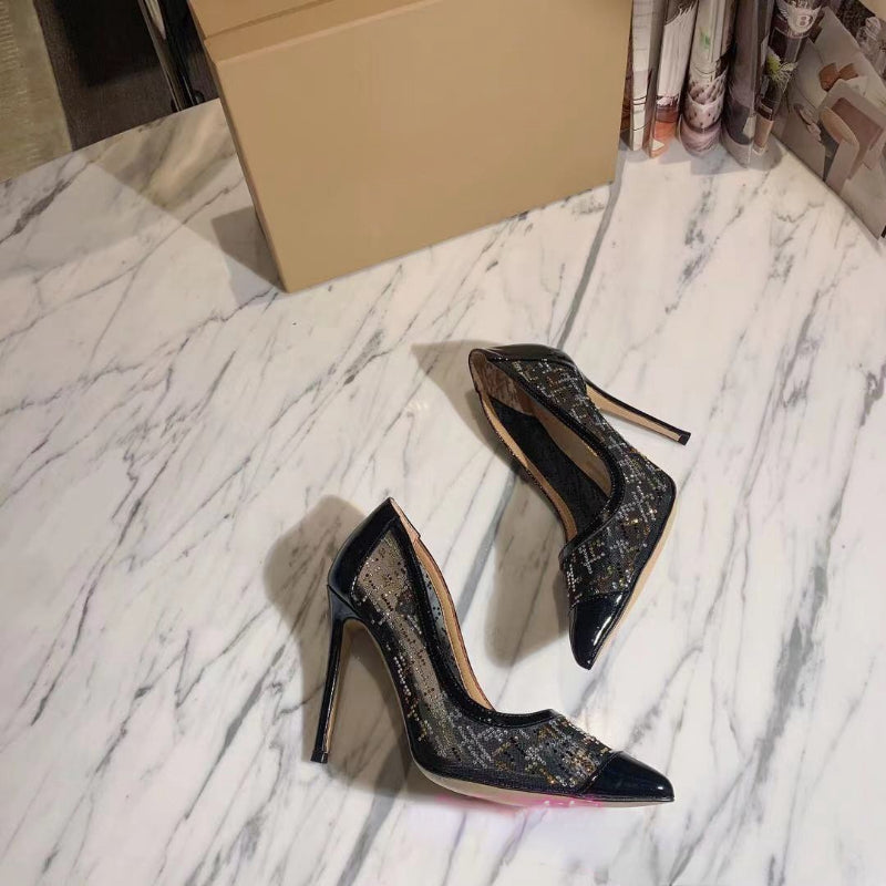 Sexy Mesh Stiletto Pumps for Women | Elegant Pointed High Heels