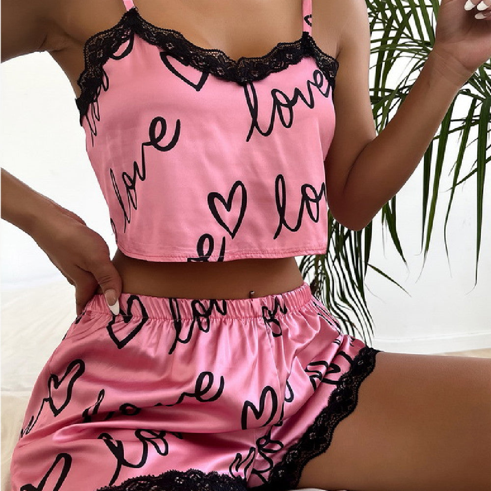 Women's Lace Pajama Set – Cami Top & Shorts Sleepwear