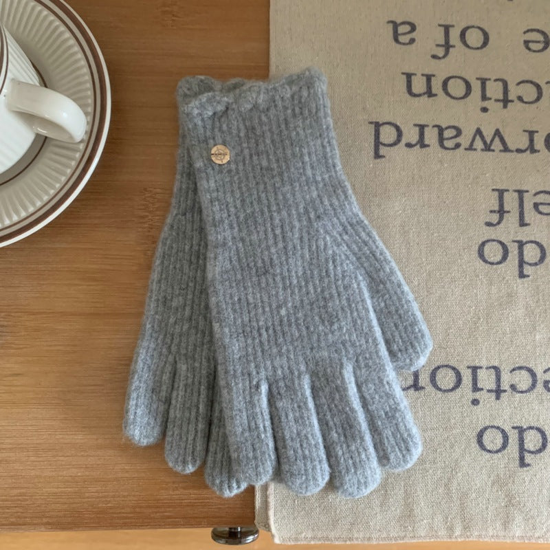 Damen Wollhandschuhe mit Rüschen – Warme Winterhandschuhe